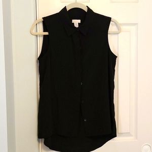 Chico's Sleeveless Black Button Blouse